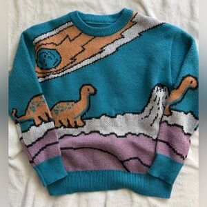 No Label Dino Pastel Graphic Knit Crewneck Sweater Size M / L